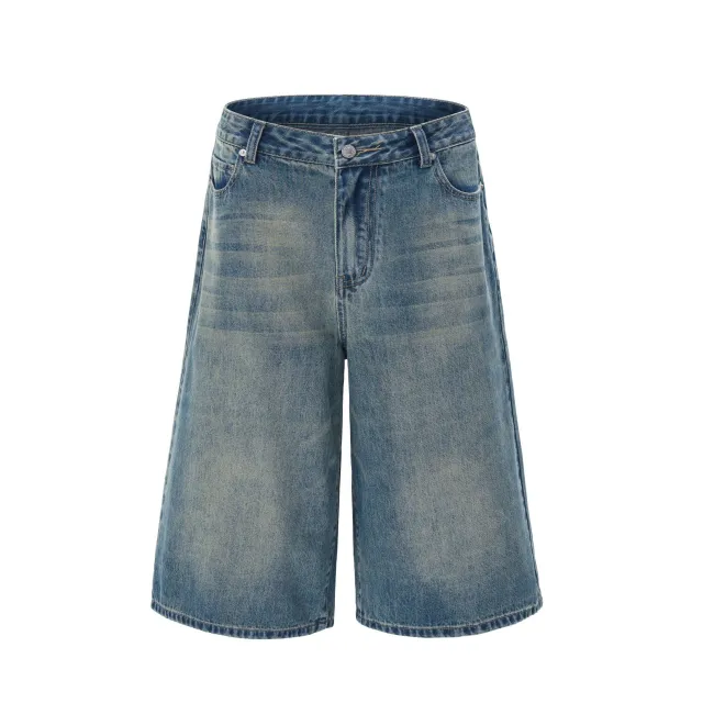 Women's American style High Street Fashionable Washed Wide leg Jeans Retro Blue - Shop at LoveMi