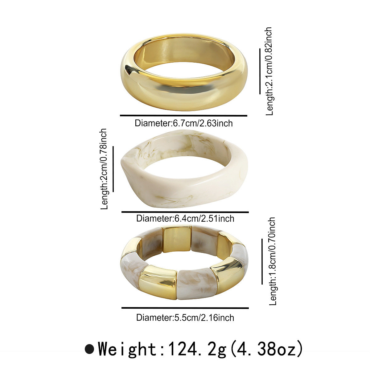Polished Geometric Translucent Acrylic Bracelet Set
