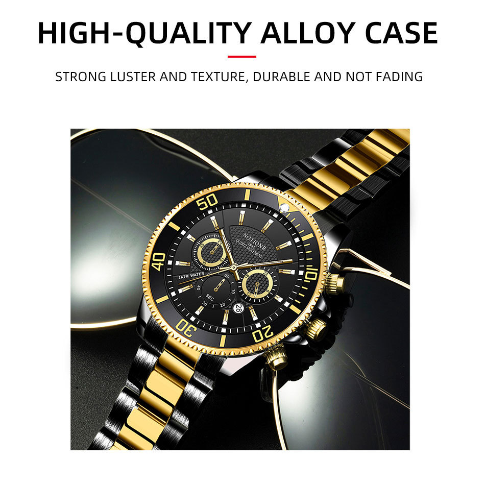 Title 5, Luxury Gold Green Watch Mens Waterproof Stainl...