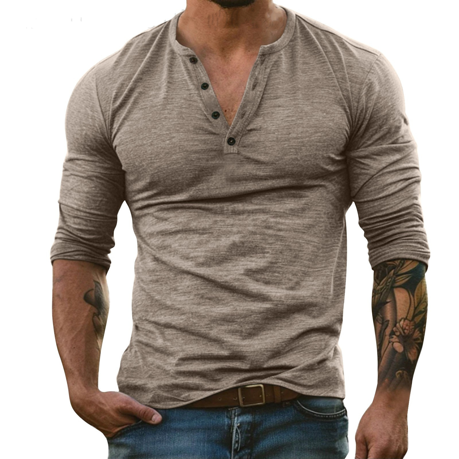 Men's Long-Sleeve T-Shirt Bamboo Fiber Blend Cotton