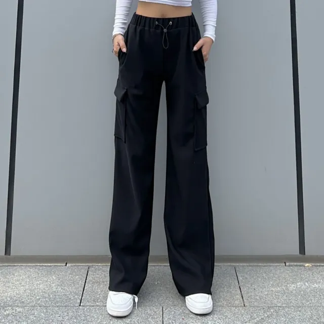 Cargo Pocket Trousers Loose Street Mop Trousers Black - Shop at LoveMi