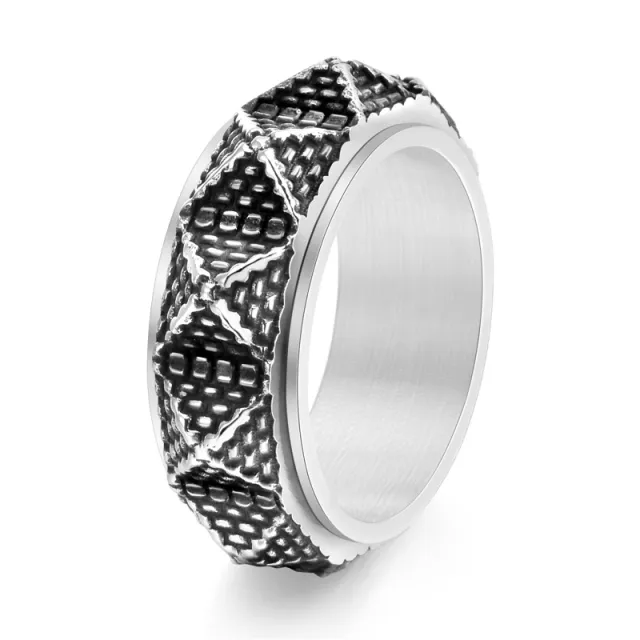 Titanium Steel Pyramid Ring Men's Ring Retro Silver - Shop at LoveMi