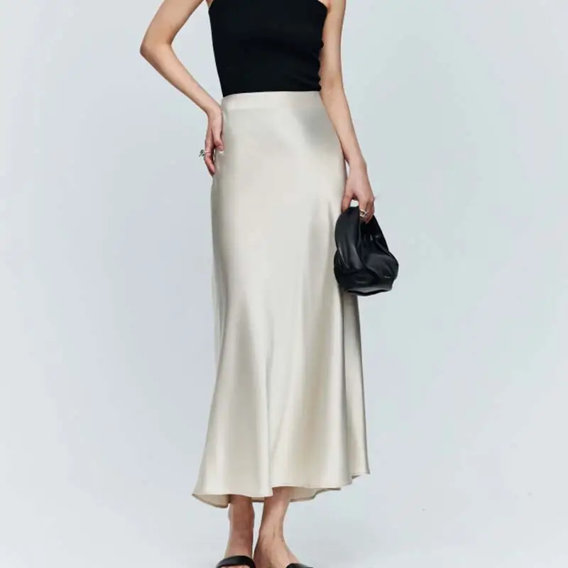 Water-wave-patterned Midi Skirt