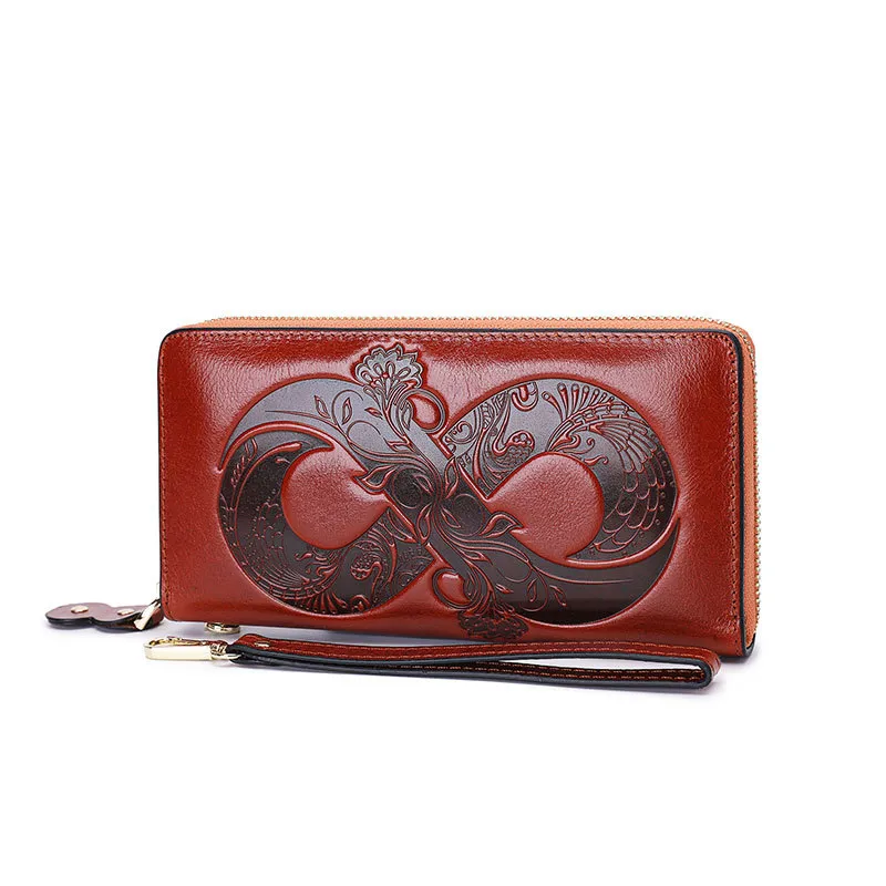 Genuine Leather Retro Cowhide Casual Handbag - Khaki