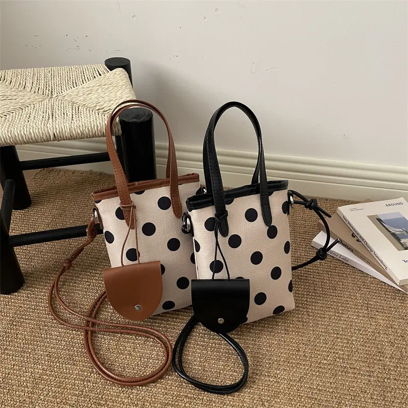 Korean-style Retro Polka-dot Mini Bucket Bag