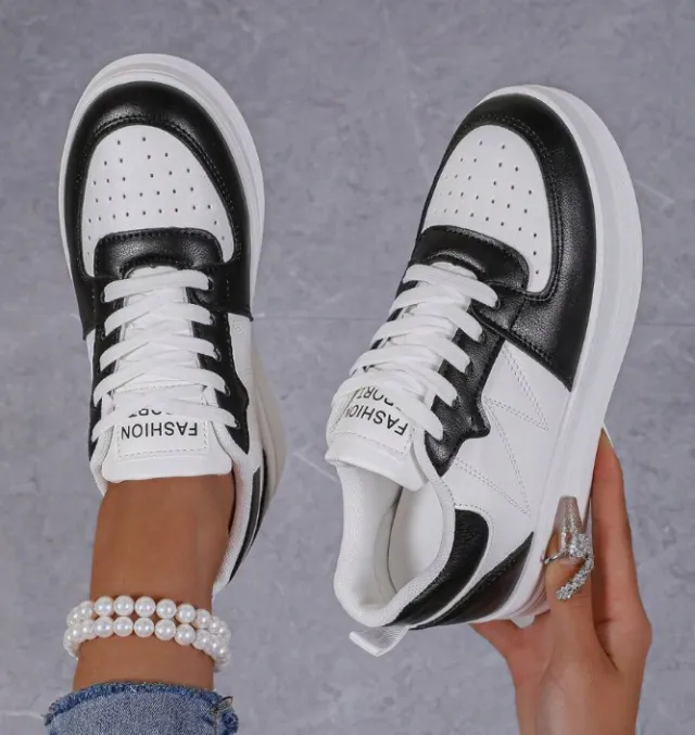 Womens White Chunky soled Elevating Sneakers Black - Shop at LoveMi