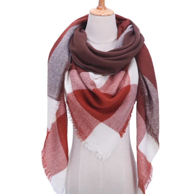 Autumn And Winter Artificial Cashmere Scarf High Density Triangular Binder Couple Plaid Scarf Warm Shawl 24 - Shop at LoveMi