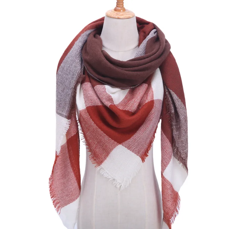 Autumn And Winter Artificial Cashmere Scarf High Density Triangular Binder Couple Plaid Scarf Warm Shawl - 24