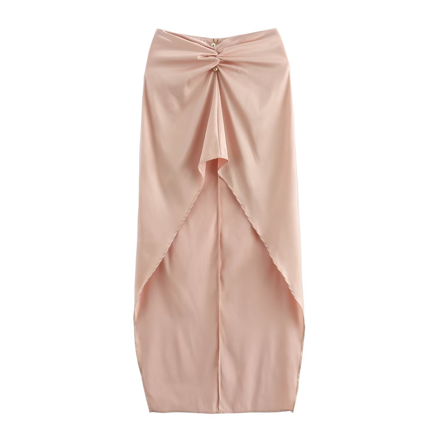 New Navel Cut Short Long Sleeve Top With Waist Pleated Irregular Hem Suit