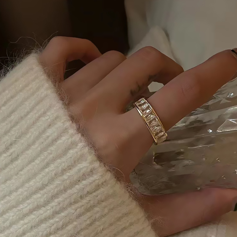 Rhinestone Titanium Steel Ring For Women