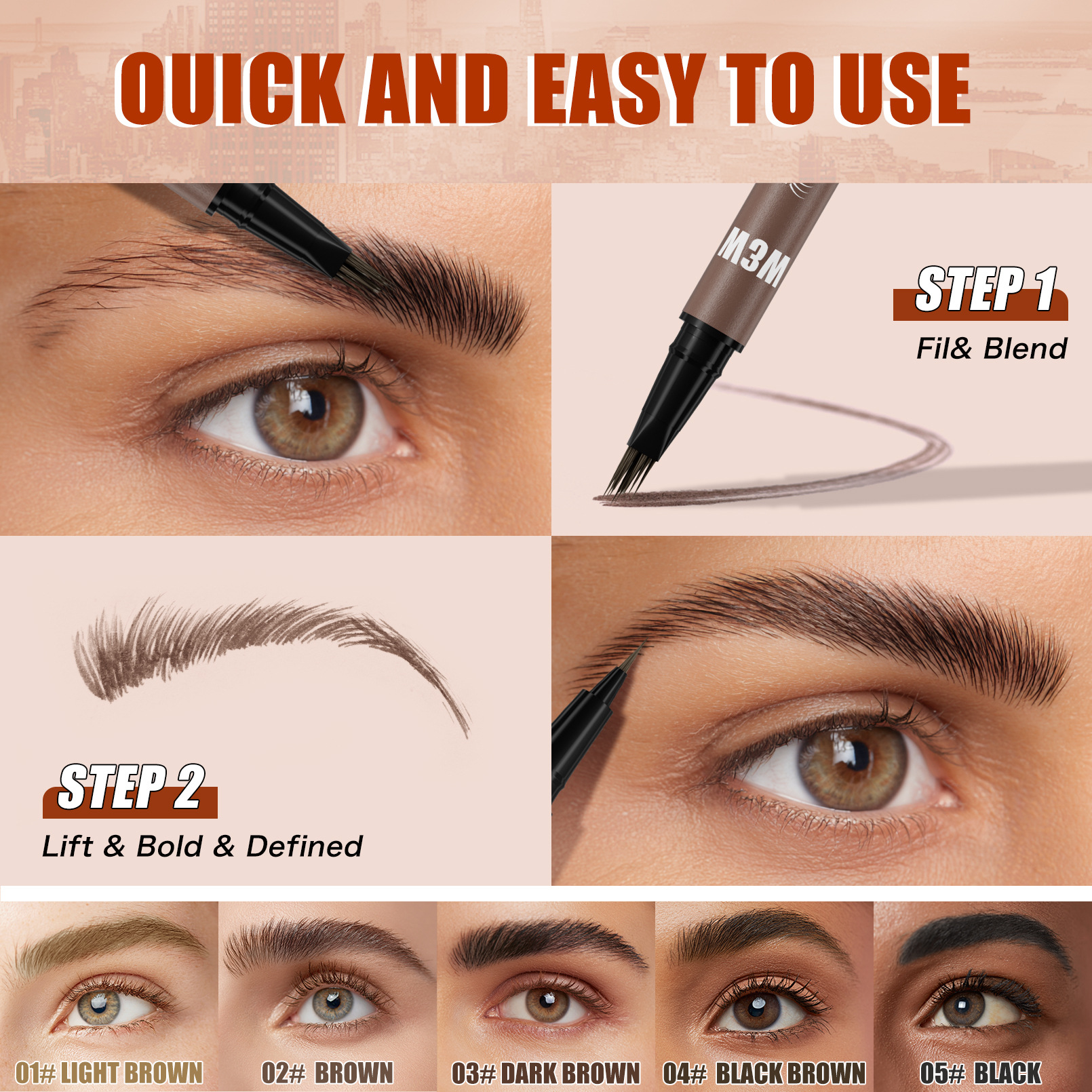 Sweat-proof Multi-pronged Eyebrow Brush Liquid Brow Pencil — foto 11