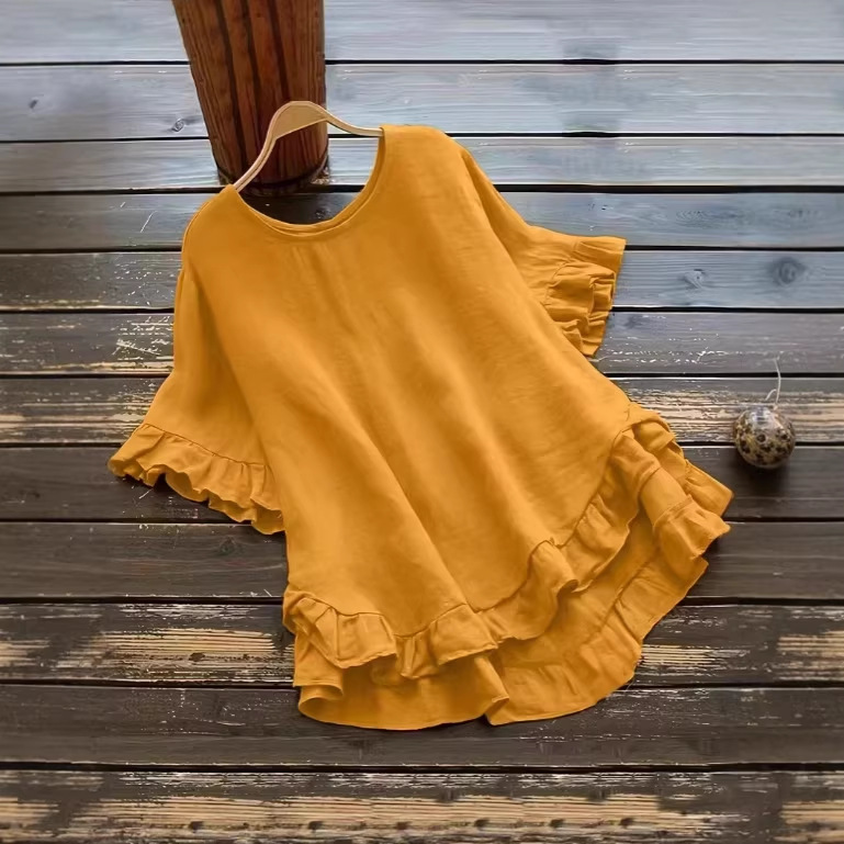 Strapless Ice-silk Pleated Ruffled Top With A Short Front