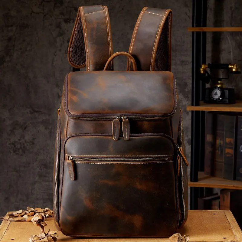 Cowhide Vintage Backpack Men's Leather Outdoor Travel Computer Bag