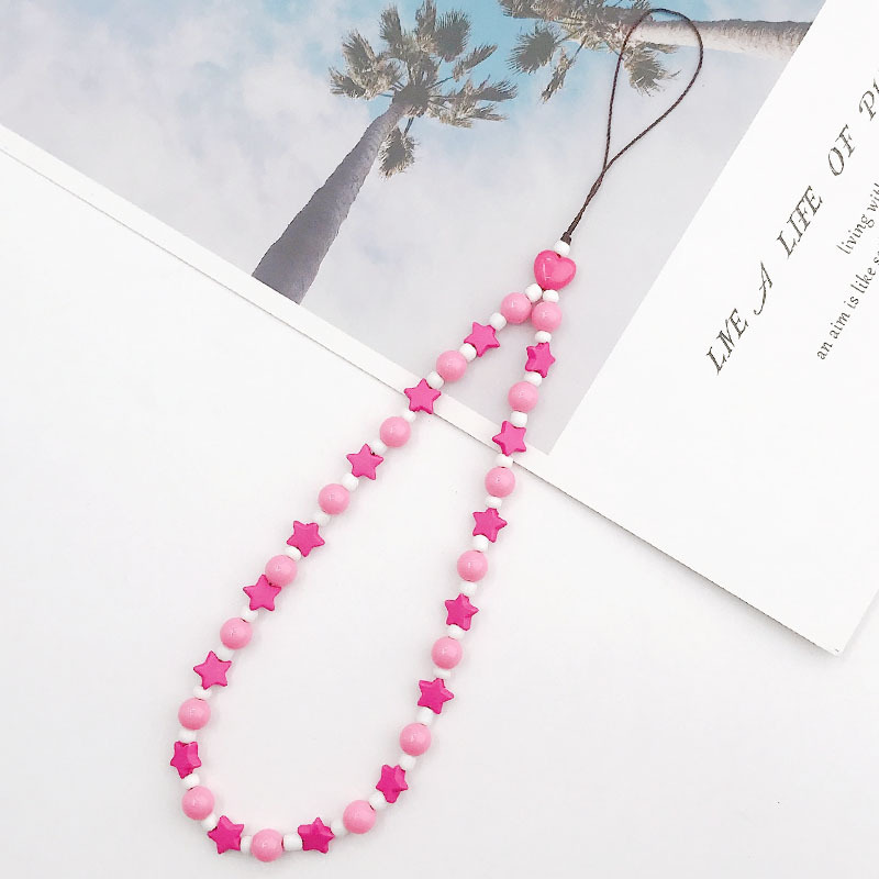 Plastic Five-pointed Star Diy Handmade Beaded Mobile Phone Pendant