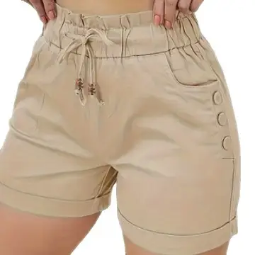 SpringSummer Womens Cropped Pocketed Casual High-Waist Quick-Dry Shorts