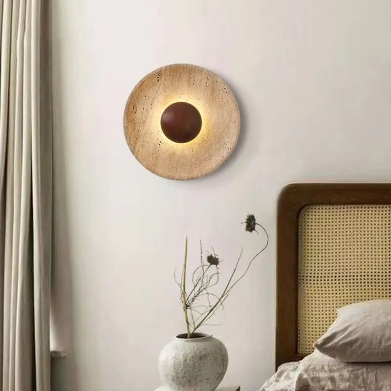 Yellow Cave Stone Cream Style Bedside Wall Lamp Bedroom Nordic