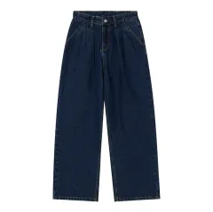 Mid-waist Wide Leg Straight Solid Colour Jeans For Men - Blue - View 1