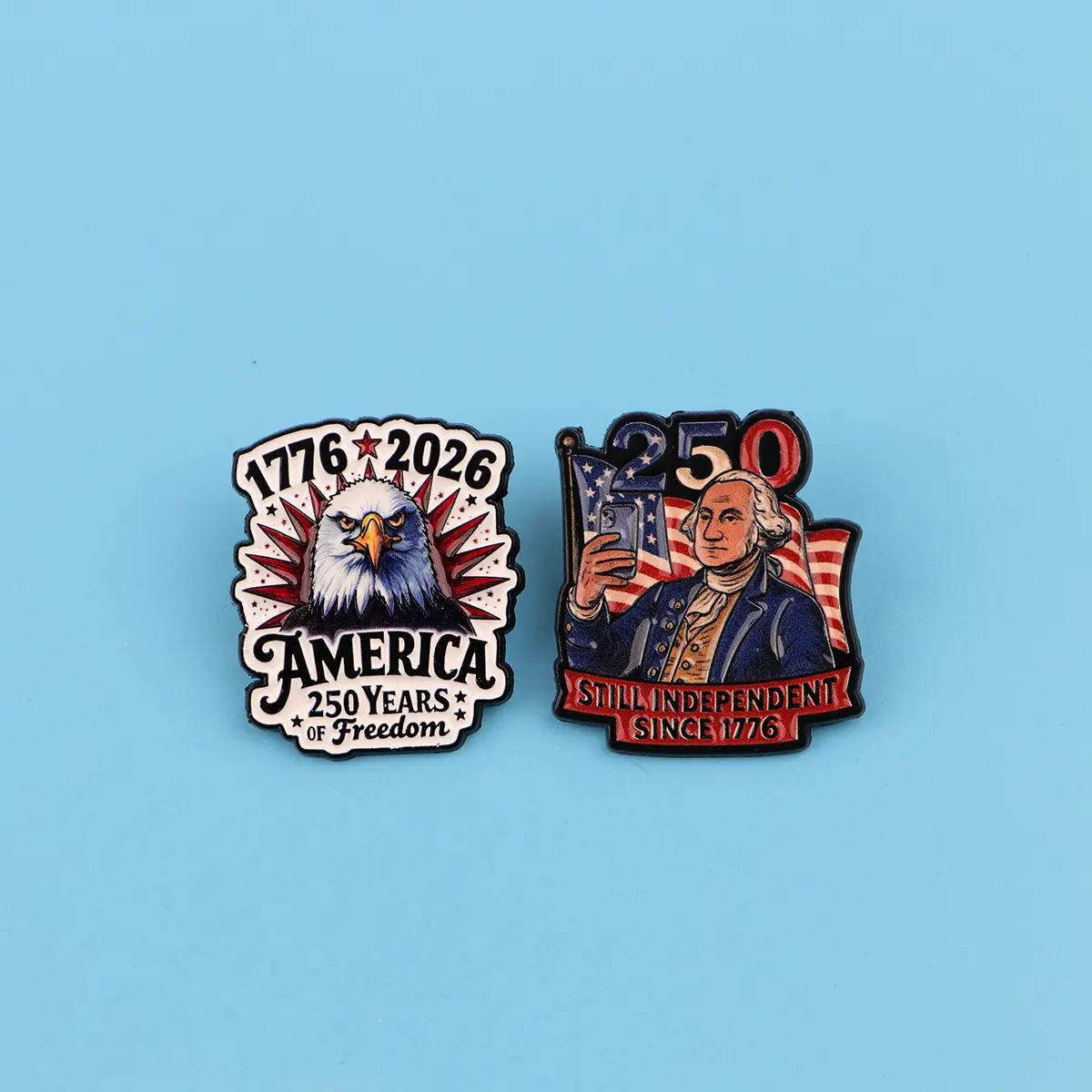 US 250th Anniversary Brooch Cartoon Metal Badge