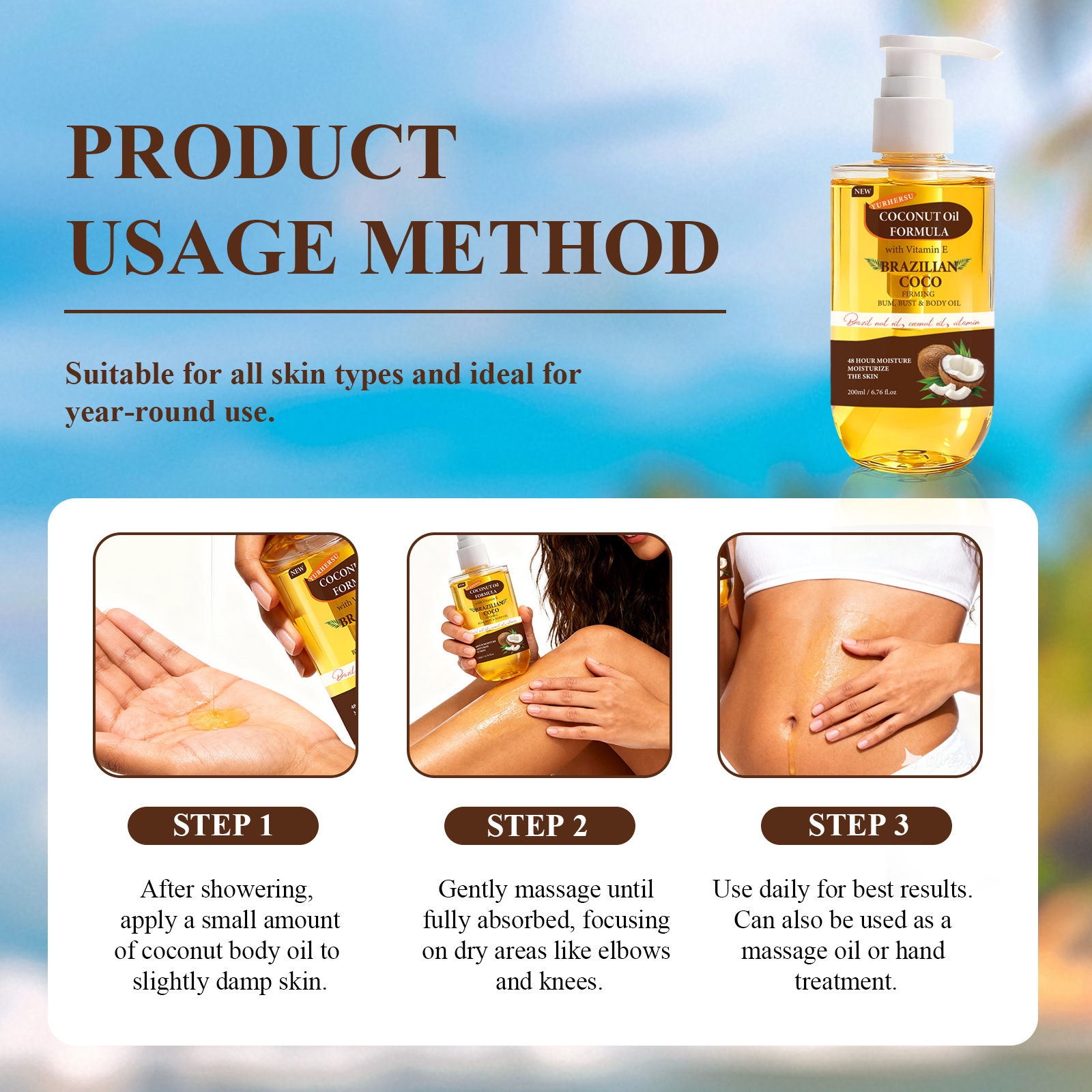 Deeply Nourishing, Refreshing, And Non-greasy Body Care Massage Oil Made With Coconut Oil