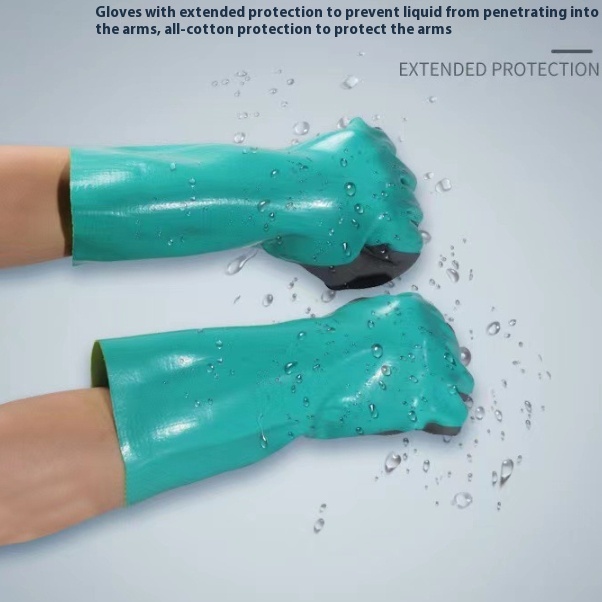 Women's Wanghai Waterproof Lengthened Nitrile Wear-resistant Oil-resistant Puncture-proof Gloves - Image 3