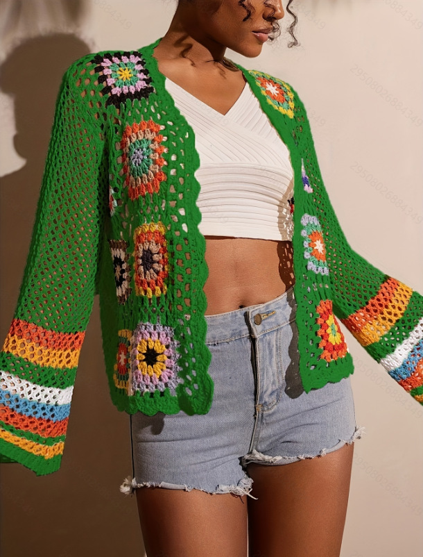 Hand-Crocheted Knitted Cardigan for Women