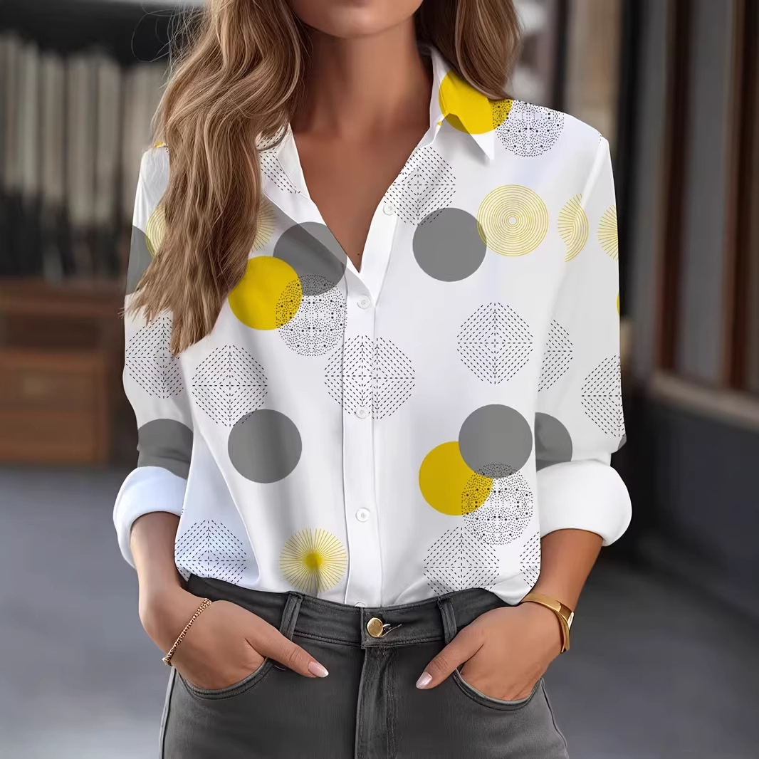 Korean-style Printed Lapel Men's Casual Shirt