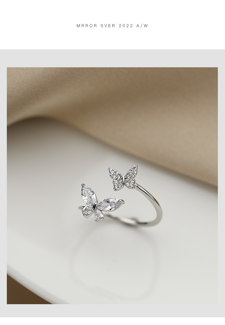 Title 8, S925 Sterling Silver Butterfly Ring Female