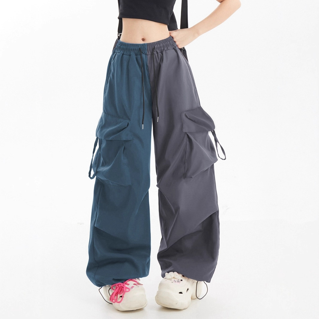 Multi-pocket Trousers Color-blocked Pants