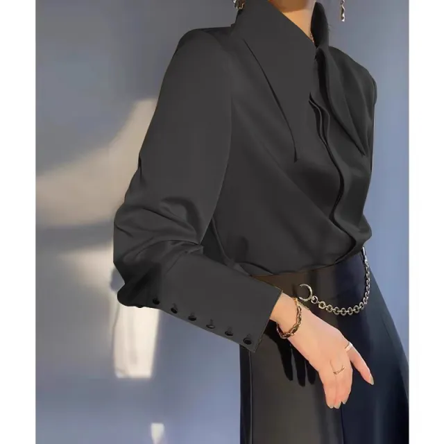 Niche Design Premium Pointed Collar Top Black - Shop at LoveMi