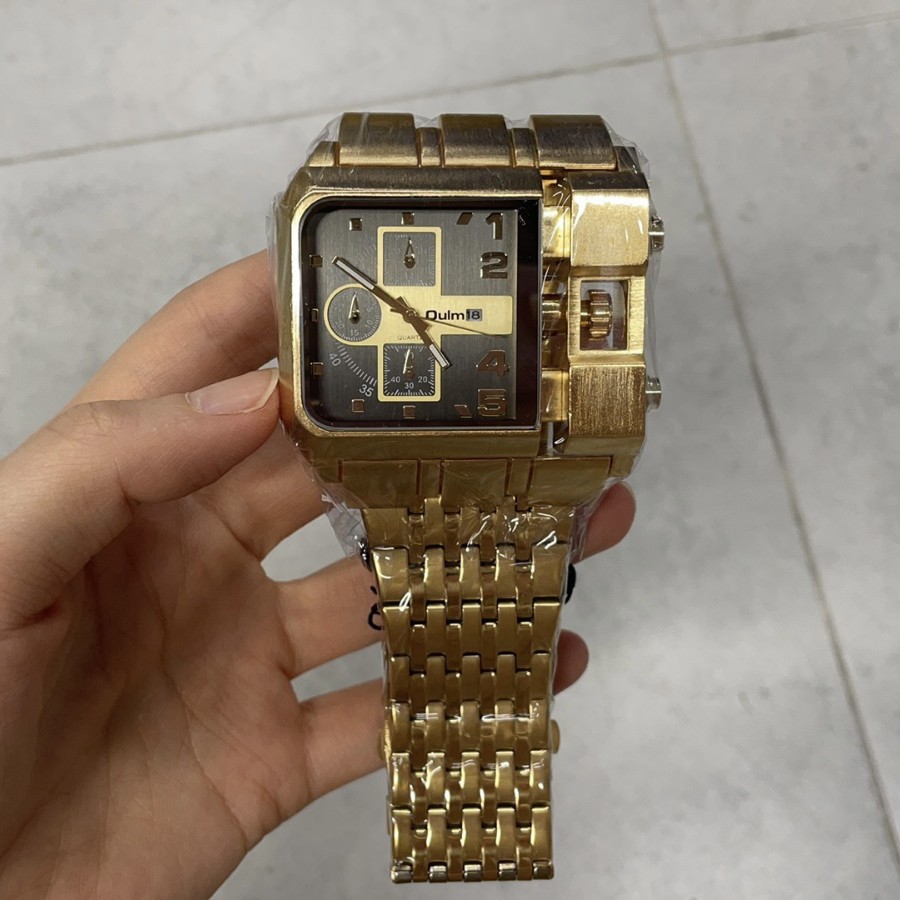 Steel-band Square Quartz Mens Watch With Calendar - Jewelry & Watches