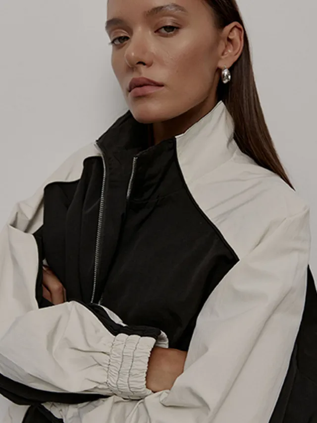 Drawstring Sports Jacket Trousers Suit Women Black - Shop at LoveMi