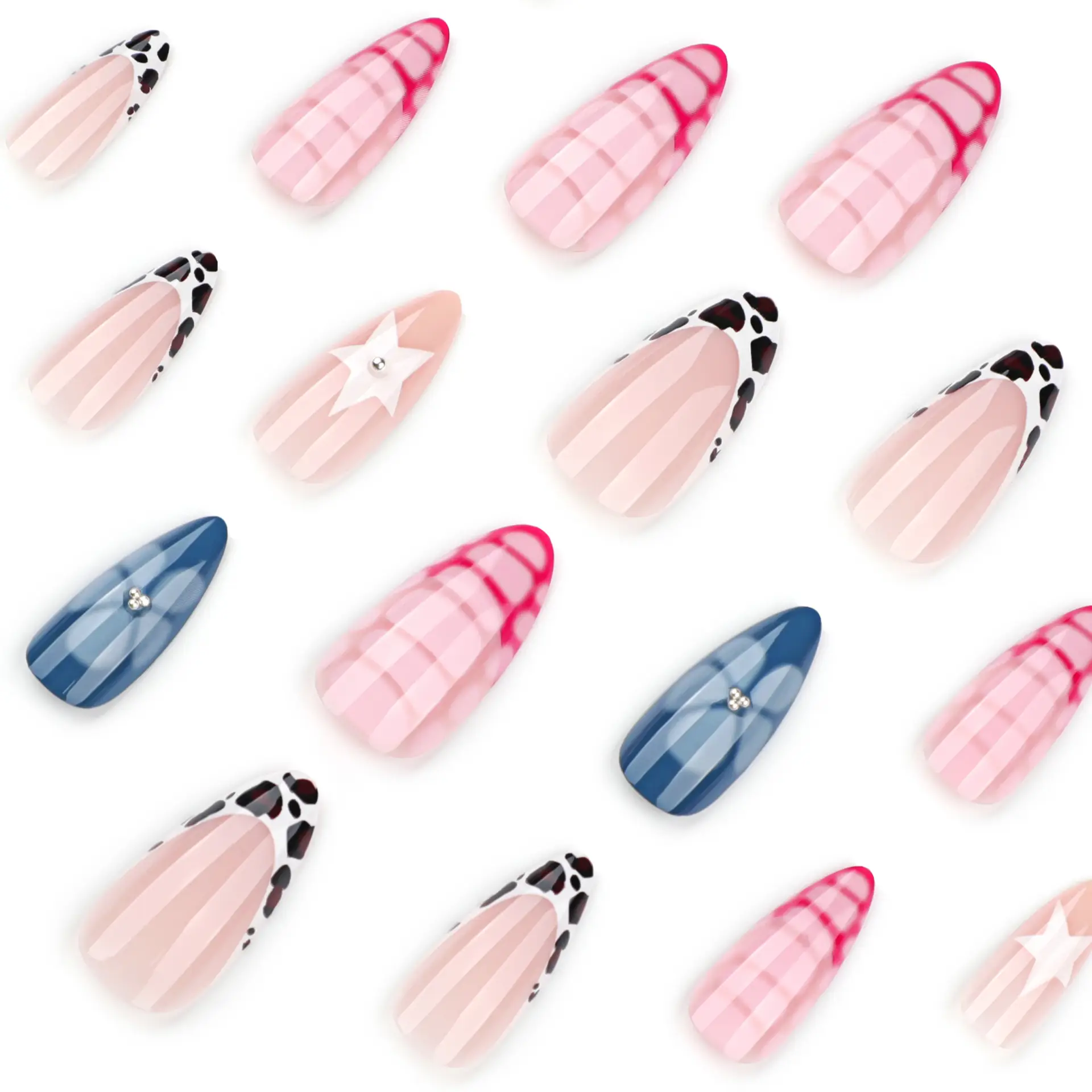 Crocodile-patterned Nail Tips In A French Manicure Style For Wear