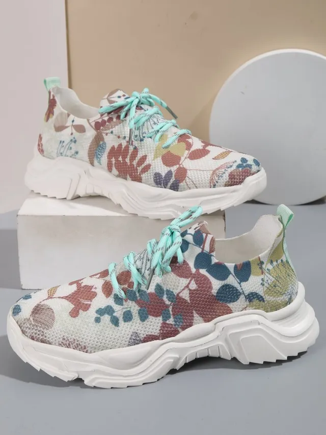 Casual Flower Sports Shoes Women Flat Bottom Plus Size H15 Color 39 - Shop at LoveMi
