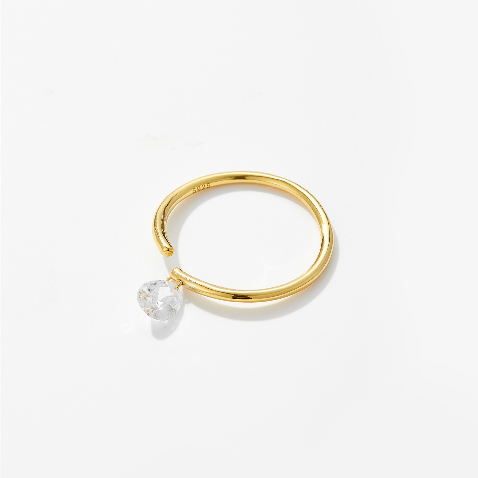 Sterling Silver Open Adjustable Water Drop Ring Fashion