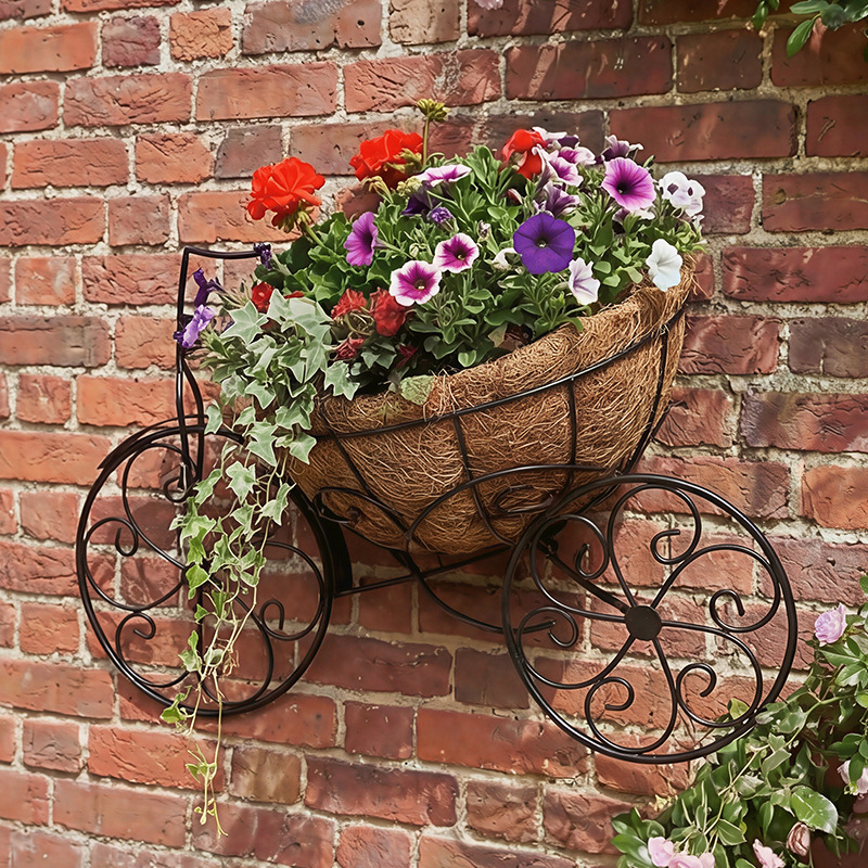 Iron Frame Coconut Fiber Hanging Basket For Flowers And Violets Decoration