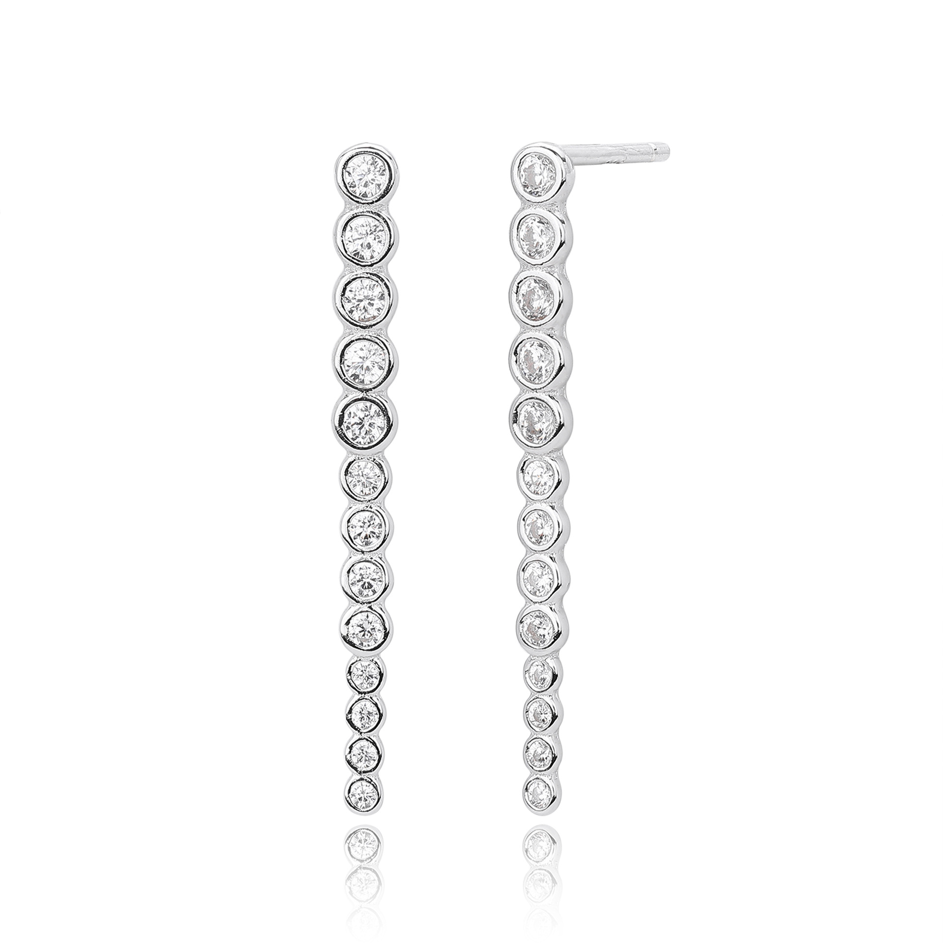 Fashion S925 Sterling Silver Zircon Stick Earrings