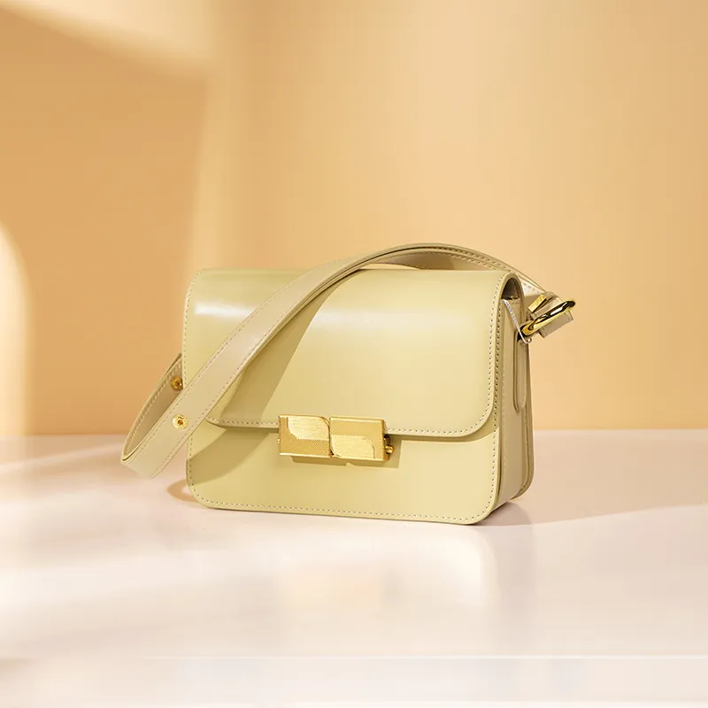 Cowhide Leather Single-shoulder Bag Commuter Crossbody - Yellow