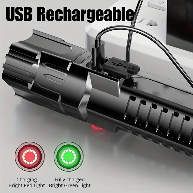 Outdoor Household Camping Usb Rechargeable Zoom Led Power Torch — foto 9