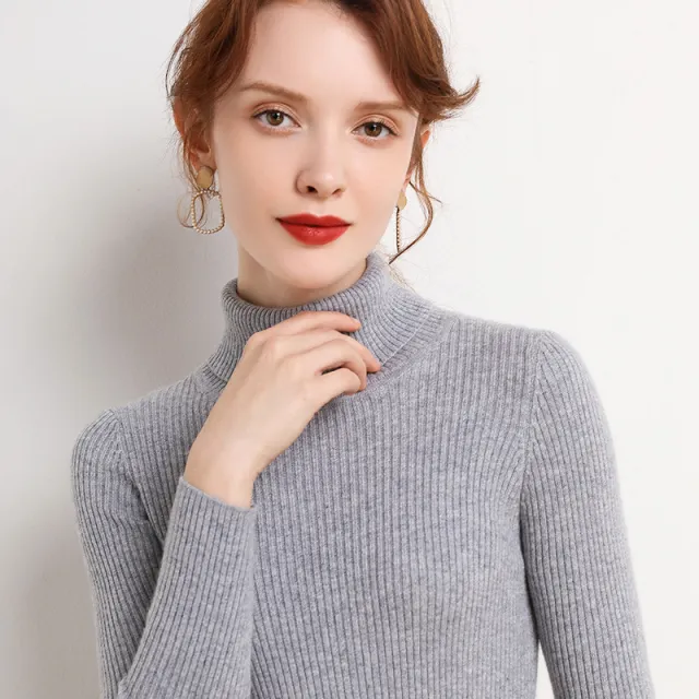 New Sweater Women's Turtleneck Pullover Slim Bottoming Shirt Thickened Light Gray - Shop at LoveMi