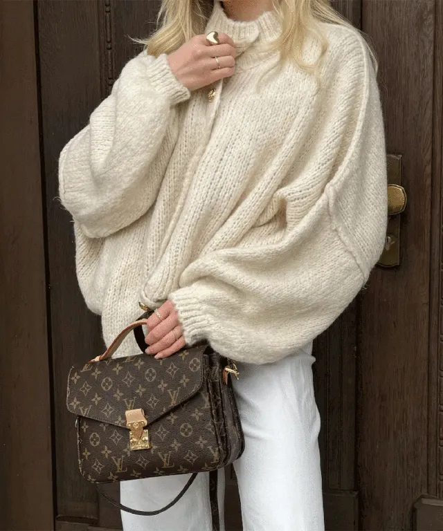 Autumn And Winter Solid Color British Style Vintage Button Cardigan Batwing Sleeve Sweater Coat Apricot - Shop at LoveMi