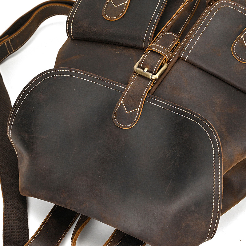 Casual Retro Crazy Horse Leather Travel Backpack
