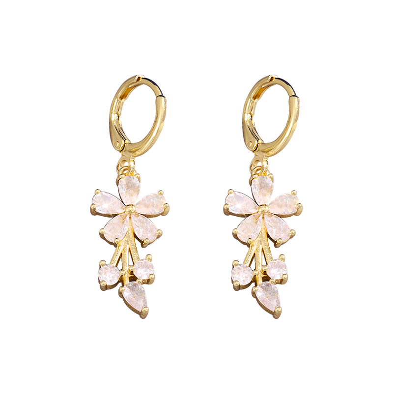 Fashion Micro Inlaid Zircon Flower Earrings For Women