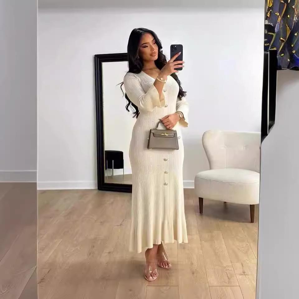 Fallwinter Slim Knitted Long Sleeve Fishtail Dress