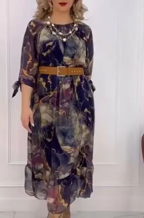 Plus Size Women's Clothing New Fashionable Batwing Sleeve Loose Dress