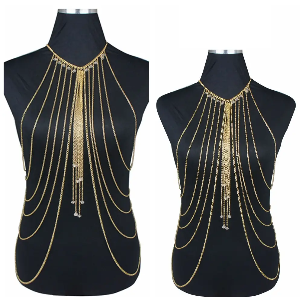 Crystal Multi-layer Tassel Long Necklace Body Chains