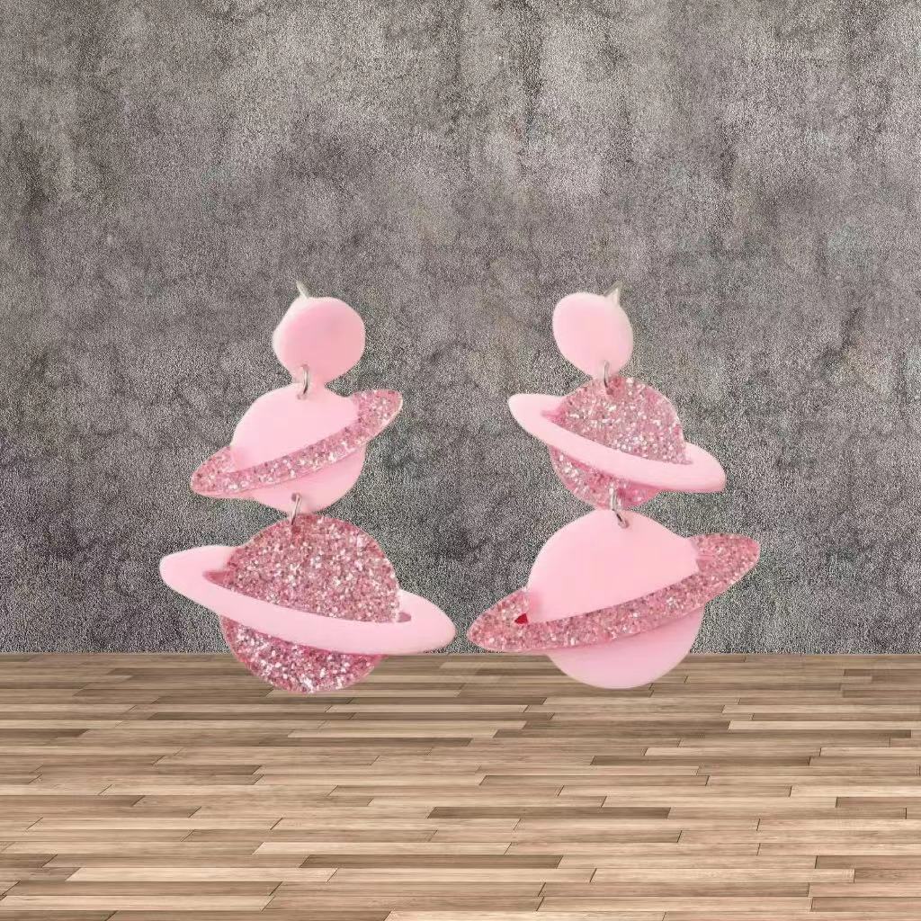 Women's Fashion Planet Sequined Acrylic Earrings