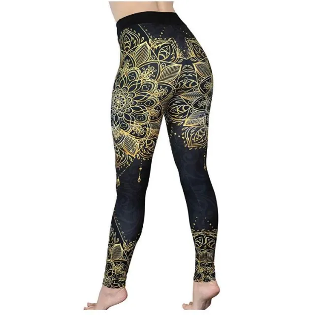 Printed High Waist High Elastic Running Fitness Sports Yoga Pants Black 9 Points - Shop at LoveMi