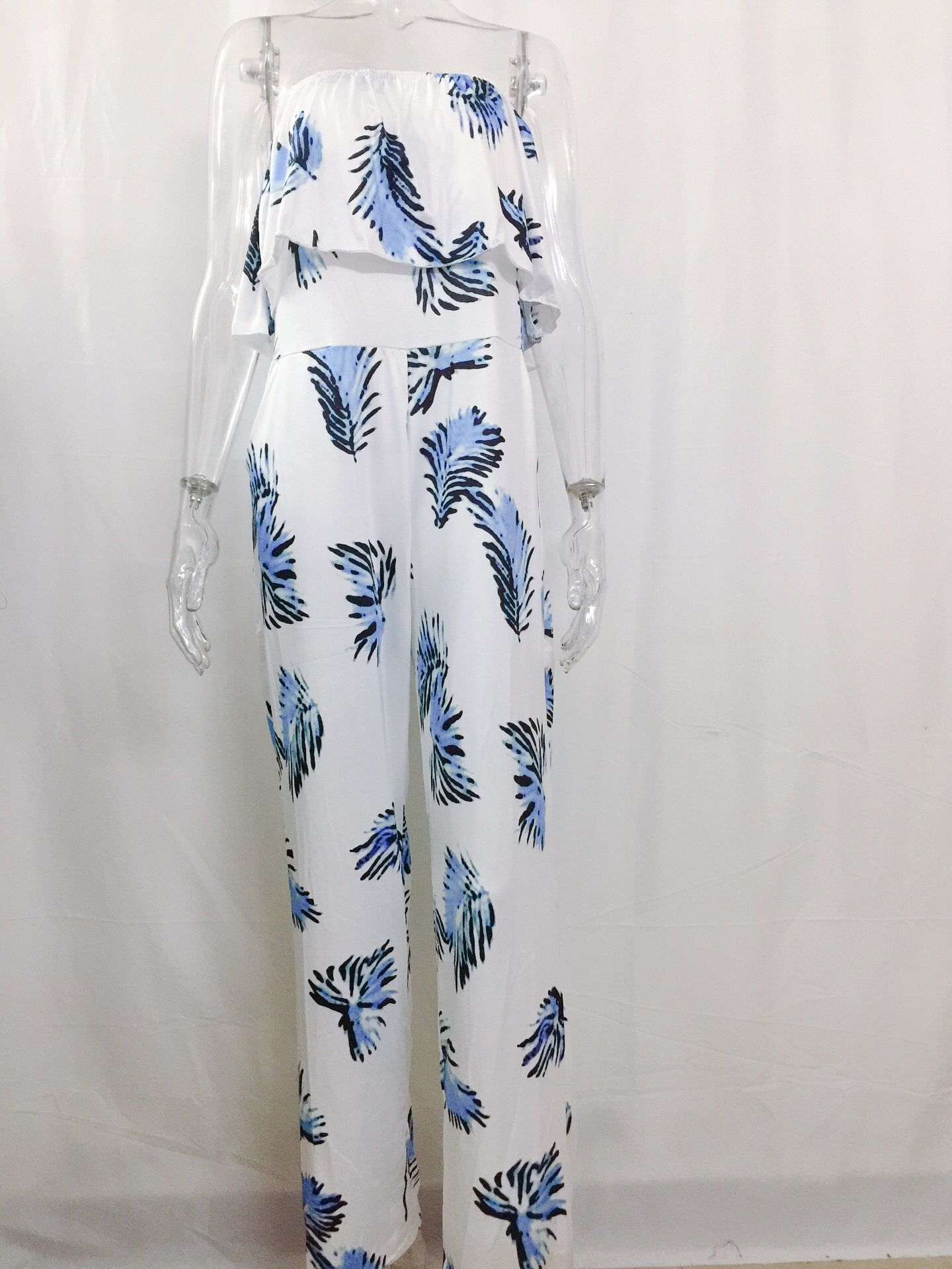 Title 9, Losse jumpsuit met ruches en print met woordkraag