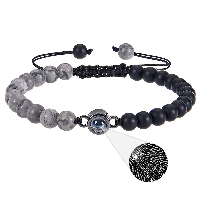 Language Projection Stone Bracelet Natural Amethyst