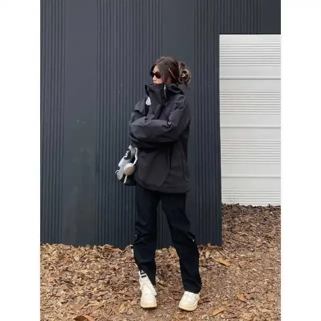 Autumn Solid Color Mechanical Style Design Sense Versatile Casual Jacket Black - Shop at LoveMi